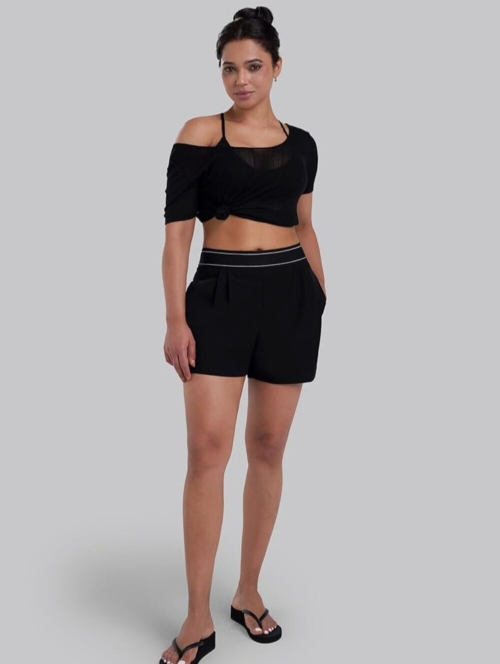 NWT Sunzel Black Dress Shorts for Women 4" High Waisted Yoga Casual Athletic L